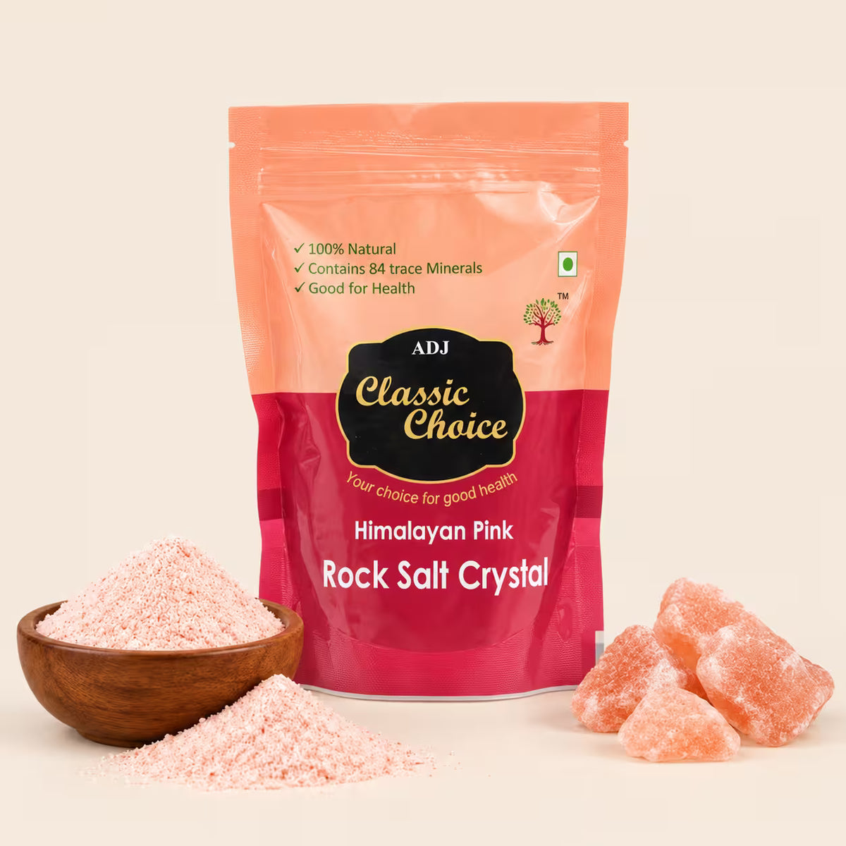 Himalayan Pink Rock Salt Crystal Pouch